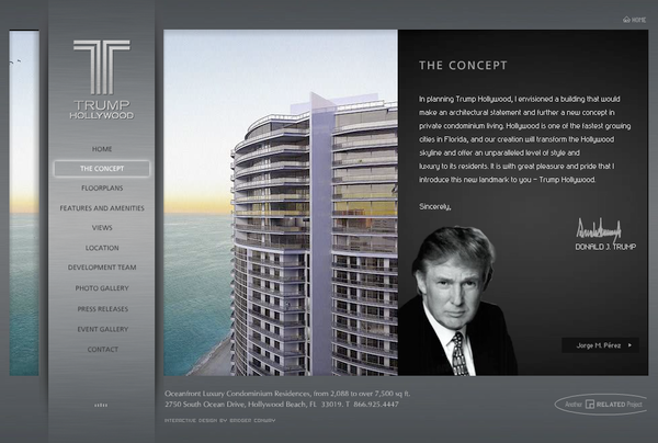 Website logo brand Corporate Identity Donald Trump print collateral Direct mail brochure editorial user interface miami