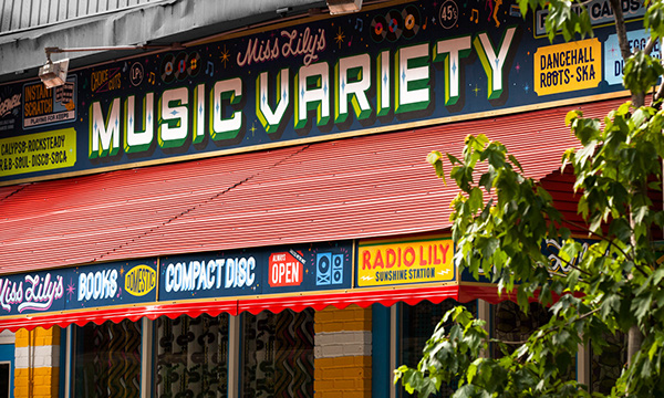 hand-painted building facade signage