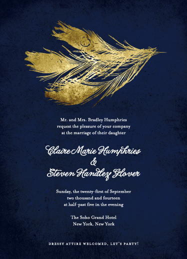 wedding invitation Typographic Design paper print feather texture