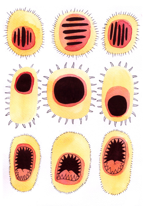 watercolor ballpoint pen microbiological mahendra nazar prints