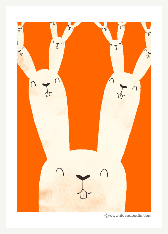 t-shirt  editorial art print rabbit cute simple doodle minimalist quirky animal bunny