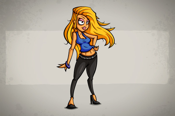 Character  Hot chic female Mascot vector graphic art design blue blond Mama tshirt logo