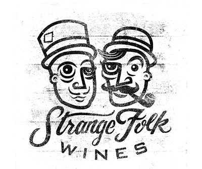 wine logo Idaho strange folk Wines mustache Pipe podunk handletter handtype handscript type design