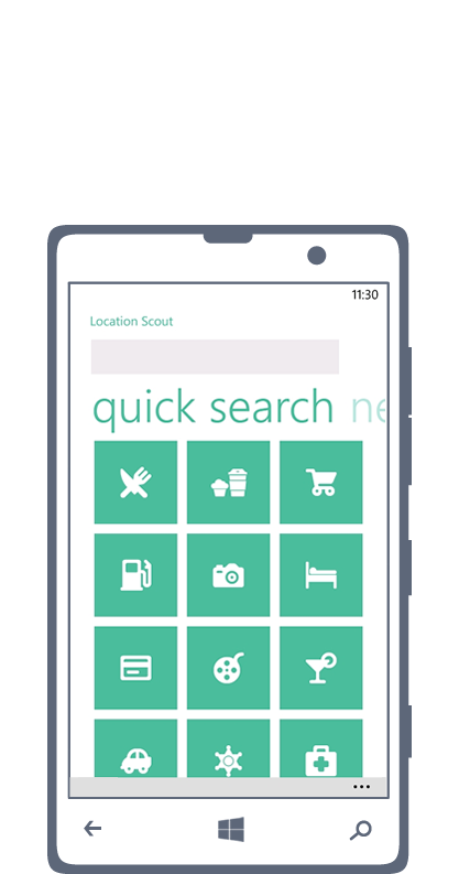 windows phone Location scout mobile development apps location places green metro Clean Design