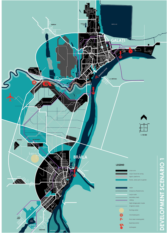 Peri-urban area city metropole future development scenario urban planning industrial riverfront green areas