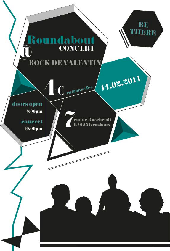 band flyer concert Roundabout turquoise