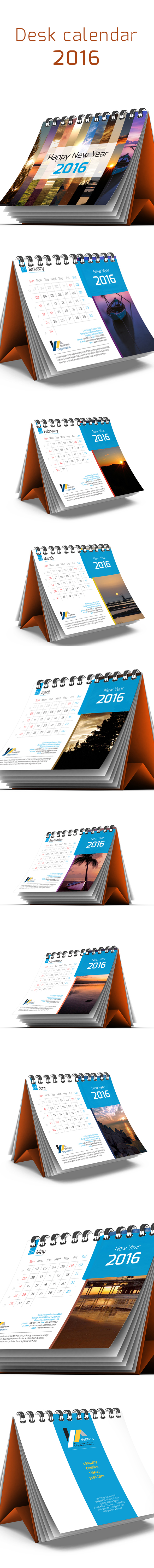 brand business calendar calendar 2016 Calender corporate cover date Day design desk Event Monday month notes