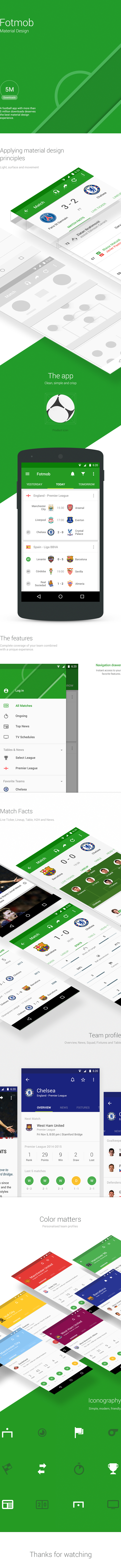 material design android soccer football flat UI ux fotmob google app