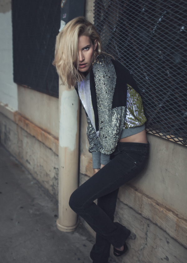 fashionphotography 3.1 philliplim Style Urban concrete sequins sweater wardrobe editorial Lookbook story model girl blonde