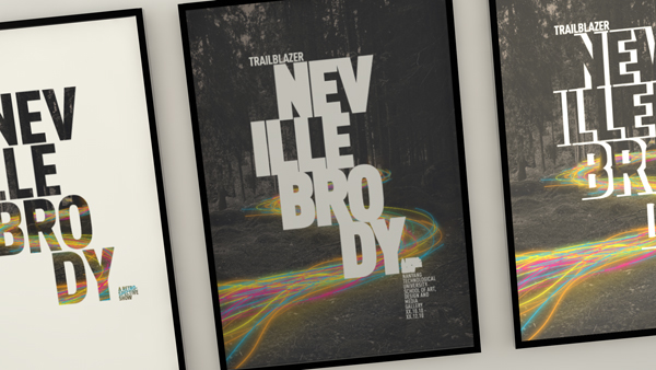 neville brody Neville Brody poster retrospective Show layers print type experimental transparent back-lit
