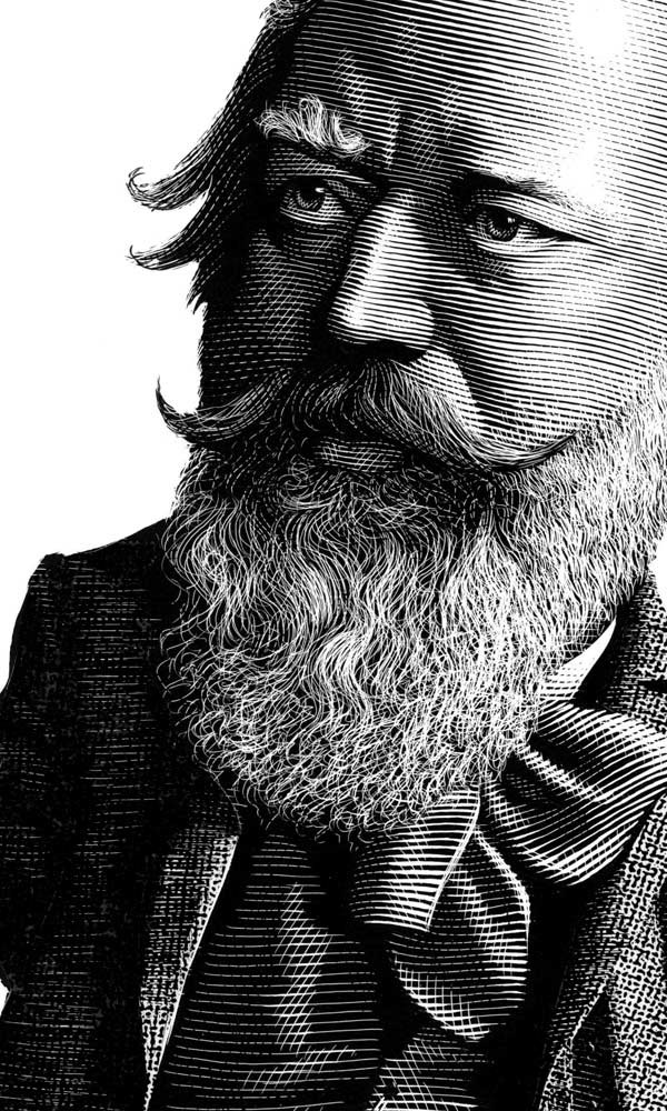 scratchboard engraving line art Mark Summers summers Composers