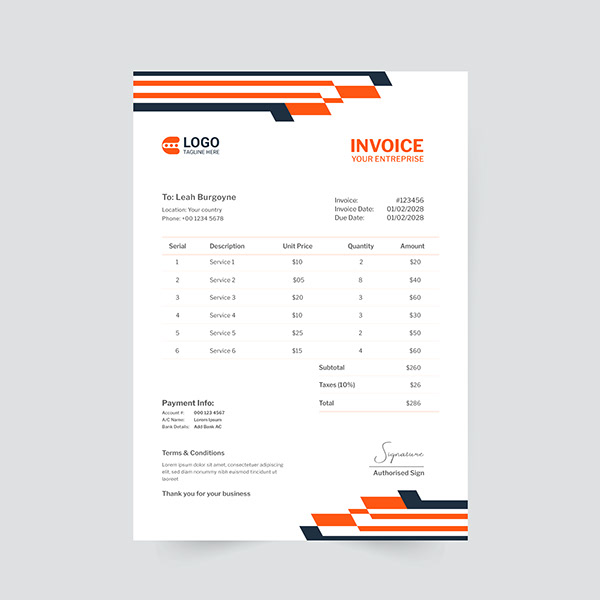 Classic Invoice Design for a Timeless Brand