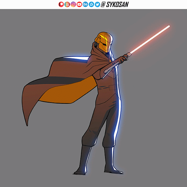 animation 2d Character design  Dark side darth vader Digital Art  jedi lightsaber luke skywalker sith star wars