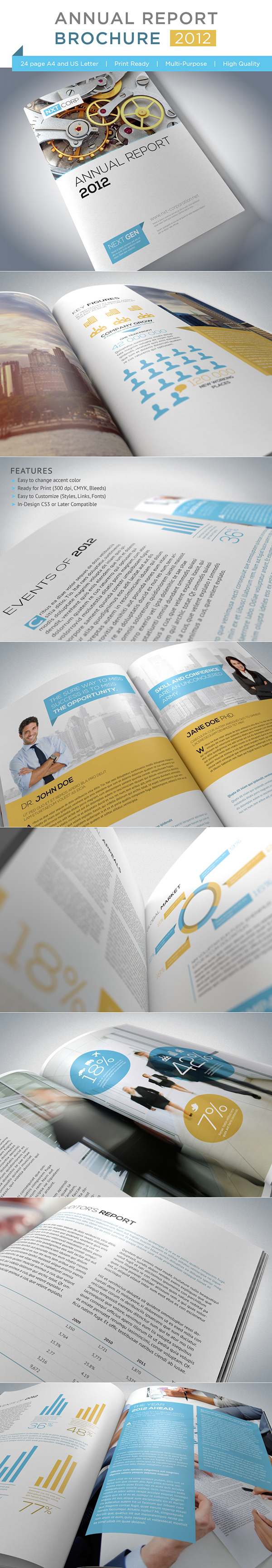 PDF file a4 annual report blue Booklet brochure business clean conceptual corporate Customize designer easy flexible