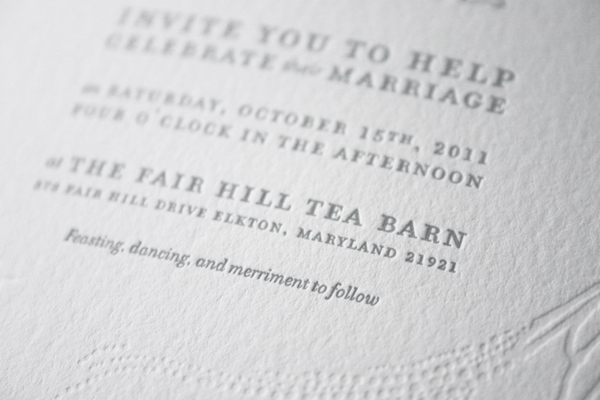 letterpress type hand-drawn binding Invitation wedding