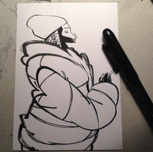 woman sketch inkprocess