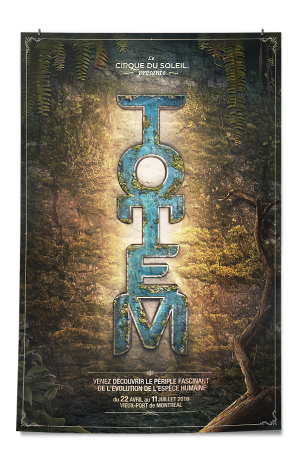 Totem cirque soleil poster affiche Tony aube dirt earth Nature bold Custom photo Event