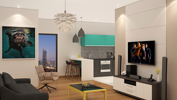 Interior Home Theater ambiente 3d 