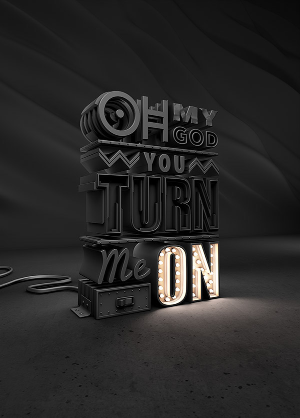 c4d typograpy type 3D photoshop retouch extrude GI