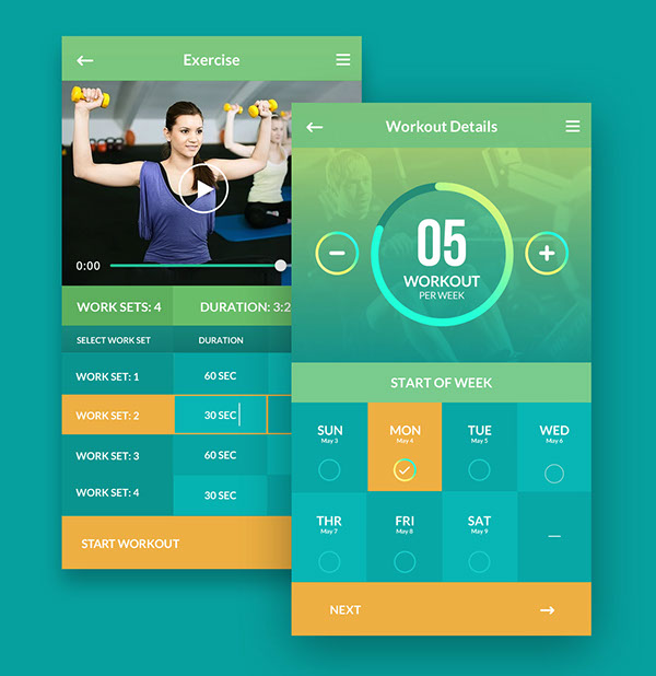 Adasse: Gym workout mobile app design