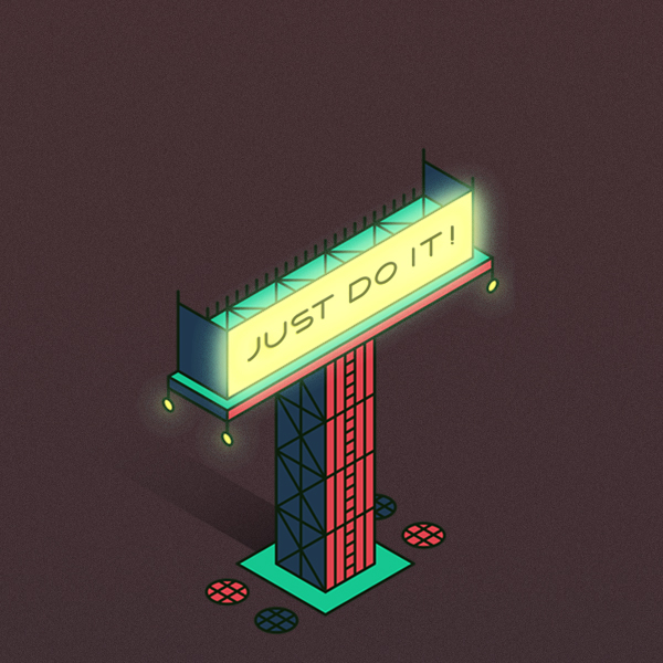Urban night neons Isometric vector type city