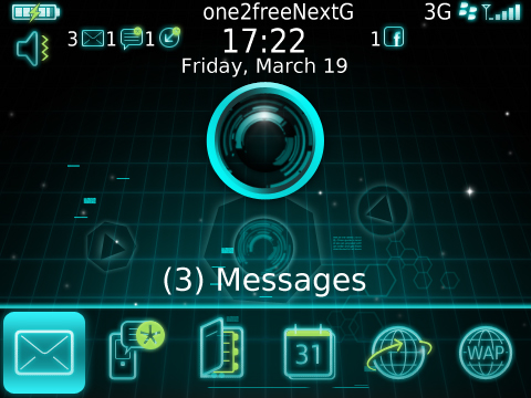 Tron blackberry Theme Tronology free download user interface light cycle neon colors malaysia
