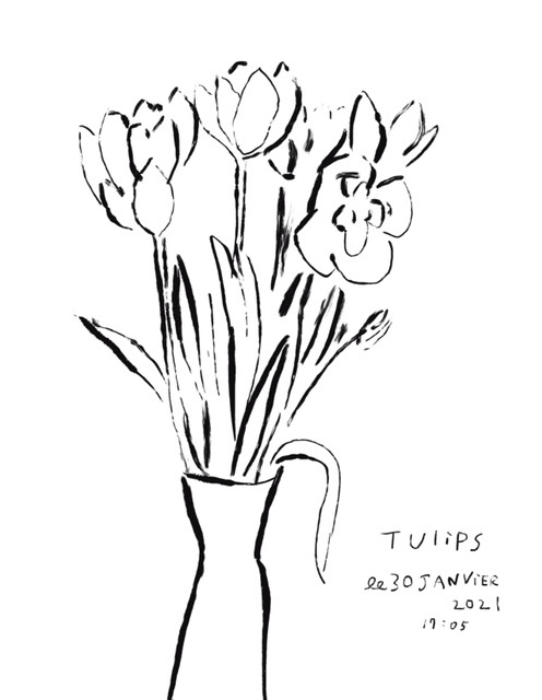 art artjapan artwork Drawing  flower ILLUSTRATION  naturemort oil stilllife tulip