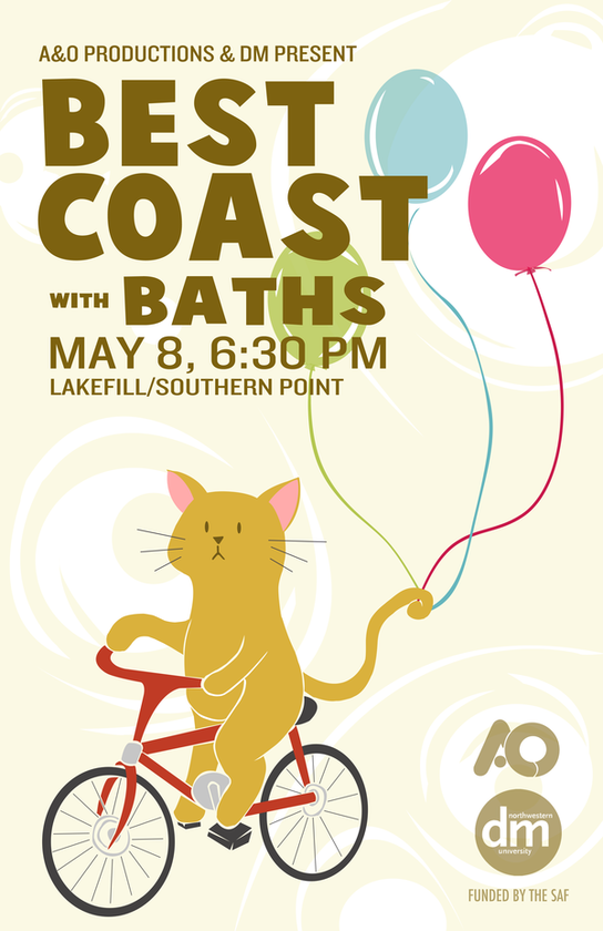 best coast baths concert poster northwestern university A&O Productions