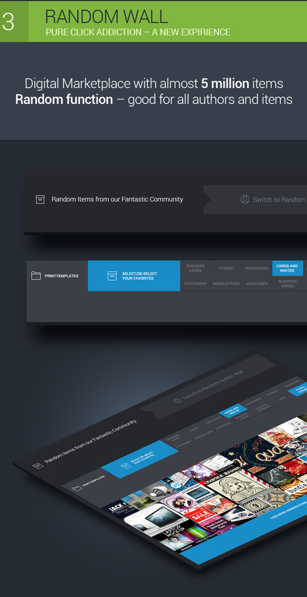 redesign envato themeforest graphicriver UI GUI frontpage features