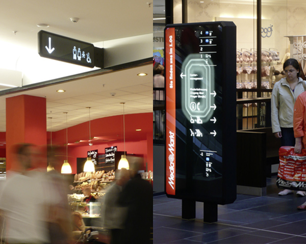 Shopping signage system wayfinding pictogram orientation shopping center dresden gourdin & müller Shopping Centre