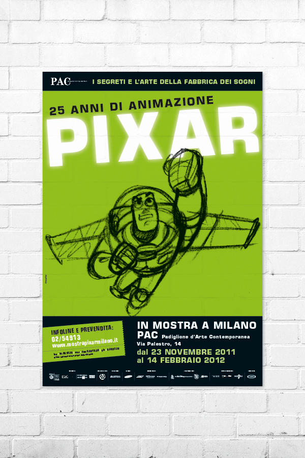 pixar Exhibition  cards flyer brochure calendar ads advertisement poster locandina cartoon characters Monsters Inc Cars toy story