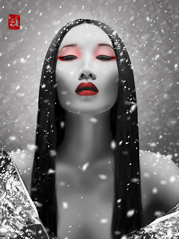 geisha Japonisme japan Neve pintura digital digital painting snow japanese