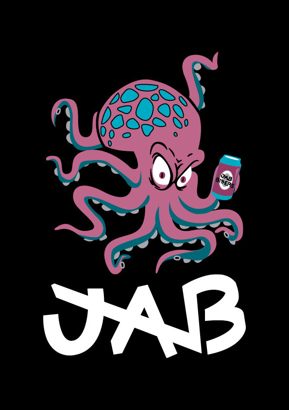 Jab JAB BITTERS octopus drunk octopus vectors Hand done type position Layout alignment Fashion 