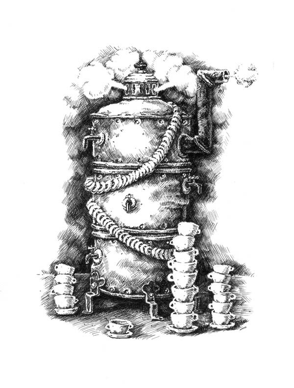 tea ILLUSTRATION  Illustrator graphics black and white sketch Tea Time Food 