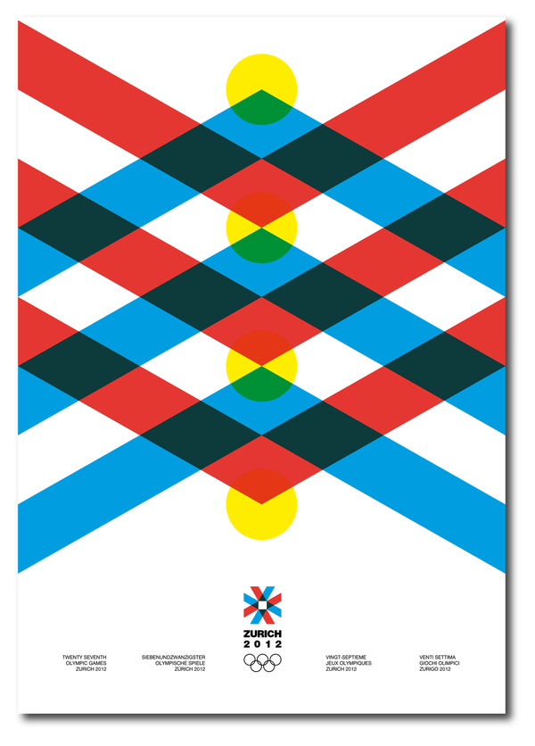 Olympic Games 2012 Zurich Switzerland helvetica george strouzas strouzas modern modernism grid systems akto athens clarity Poster Design poster logo Logotype universal unity freedom no racism CMYK 70 100 Greece josef muller brockmann