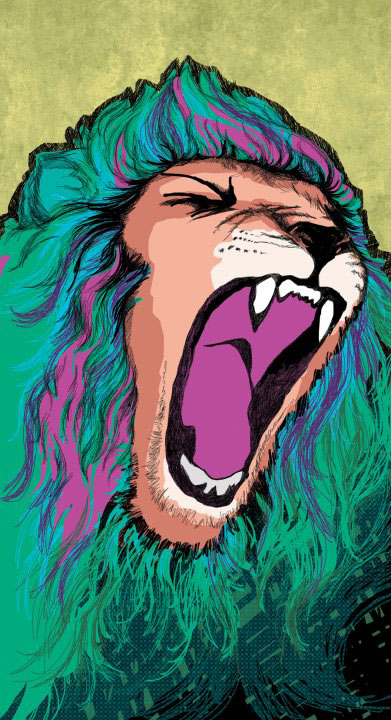 photoshop lion graphics neon bright Complimentary colours roar sketching art king of beasts emotion line art Indie Art snowboard design snowboard graphics