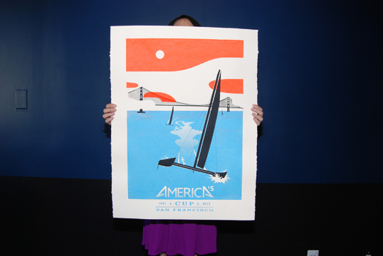 screen printing Americas Cup poster limited edition  rise-and-shine studio