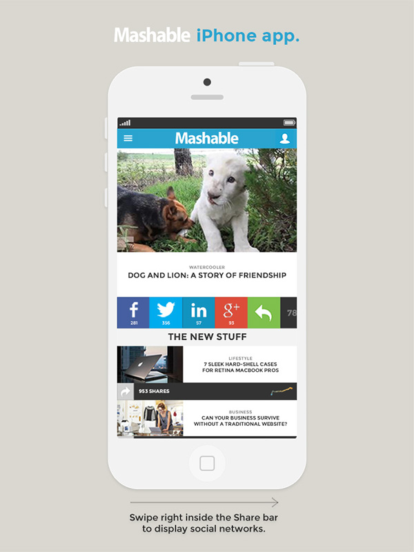ios iphone fictional redesign Mashable mobile app