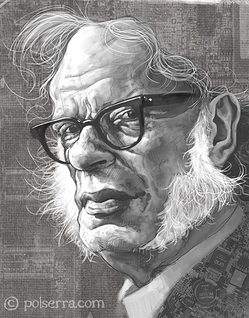 caricatura caricature   digitalart Ilustracón dibujo isaac asimov