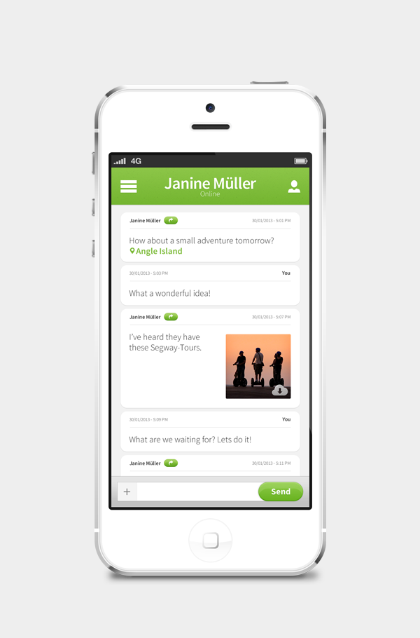 WhatsApp redesign concept green simple clean julian kraske UI ux user interface facelift iphone ios