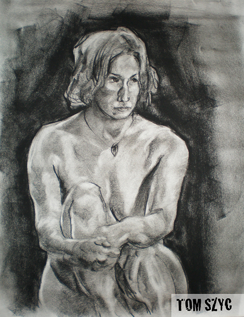 charcoal conte dry media graphite newsprint Cartridge Paper life drawing anatomy