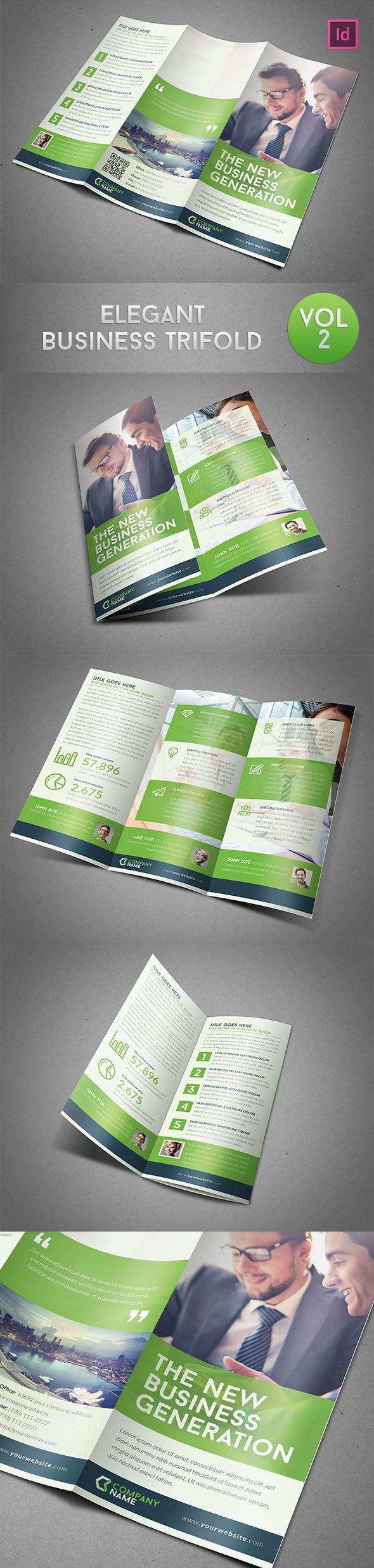 Elegant Business Trifold elegant trifold brochure Multipurpose trifold brochure green green trifold