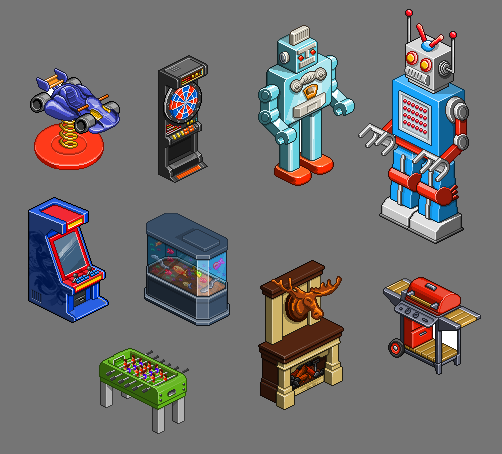 pixelart  game   isometric  toys furniture pixelart