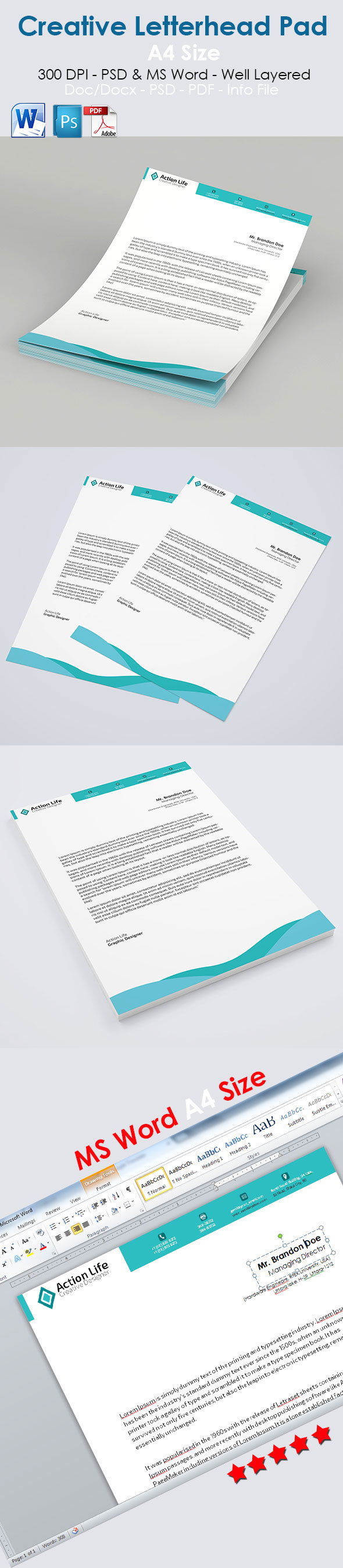 letterhead print design pad psd photoshop ms word ms word a4 letter size word letterhead