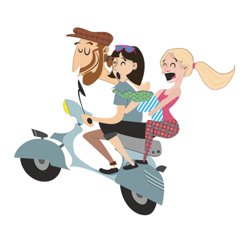 poster cartoon vespa Scooter characters design