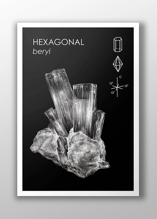 scientific illustration rocks crystals geology science black and white scratchboard