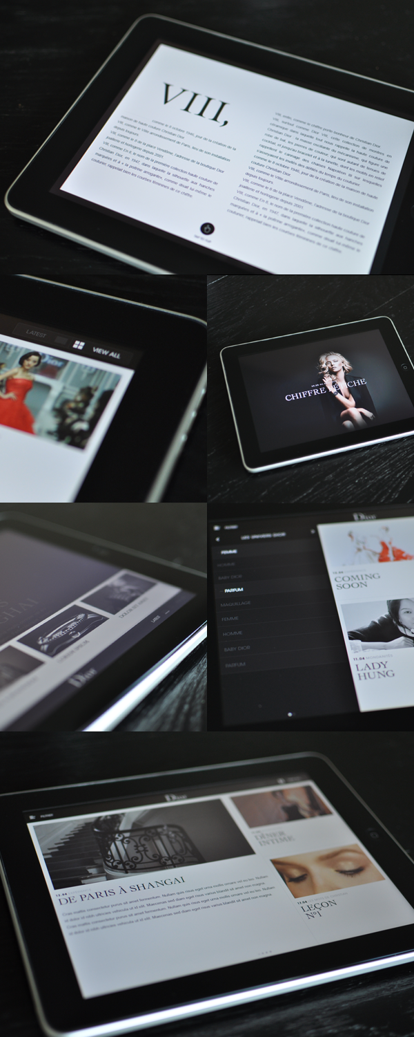 Dior magazine iPad tablet UI