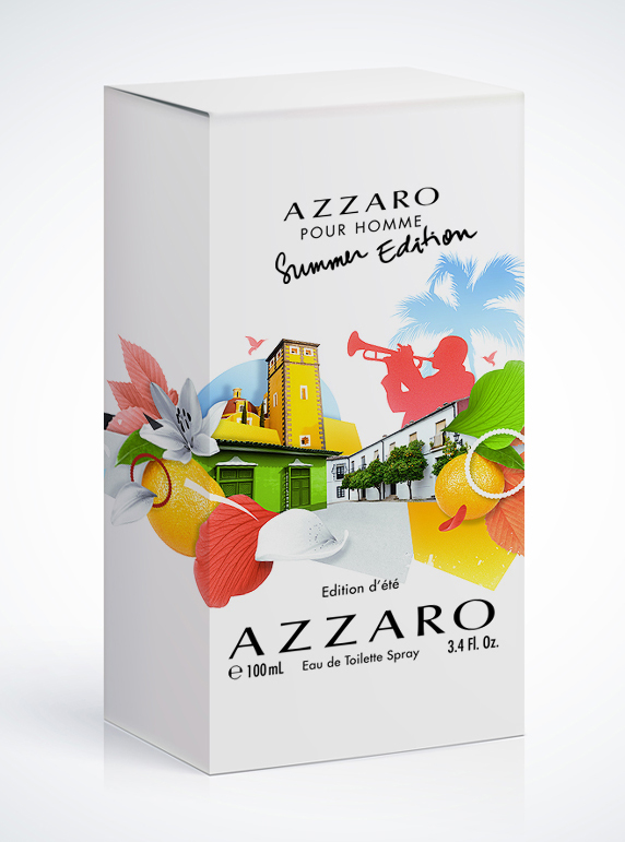 collage perfume box summer paper photomontage fruits mixed media azzaro france