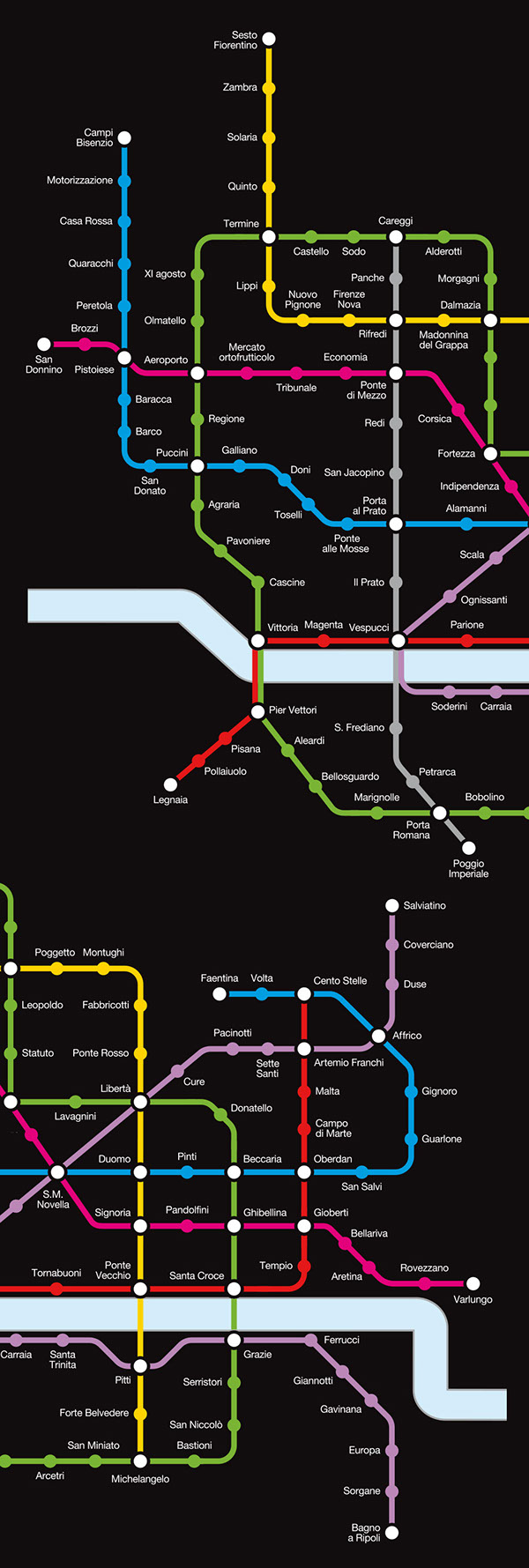 firenze Florence underground metro metropolitana subway tube map Mappa Giglio