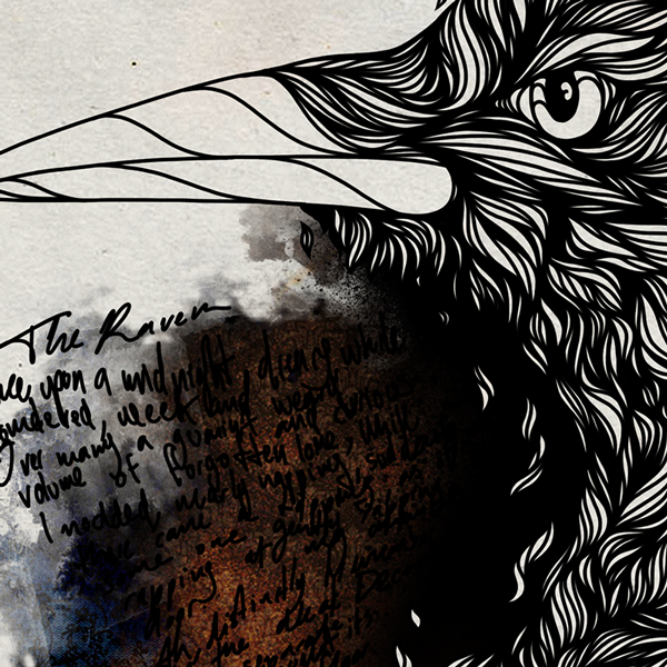 Edgar Allan Poe raven crow poem Poetry  literature Author line collage boston Baltimore